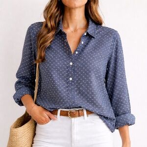 J. Crew blue circles blouse top 2